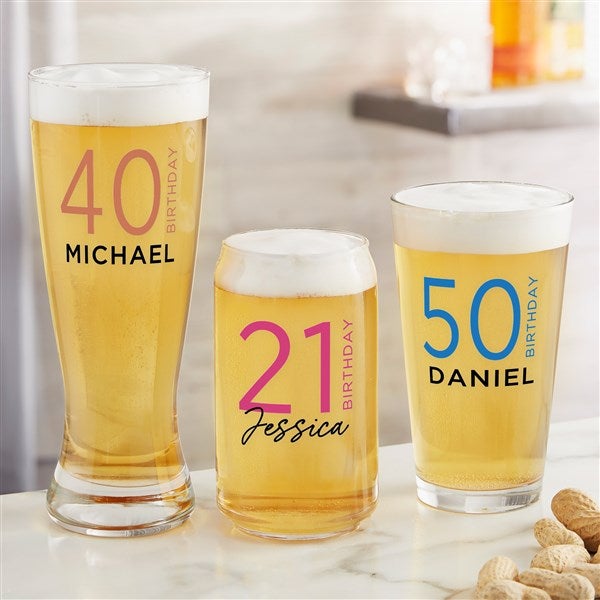 Birthday Bash Personalized Beer Glasses