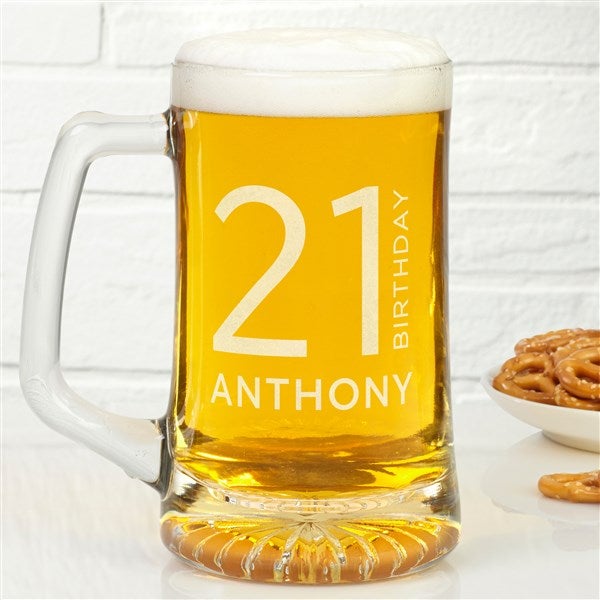 Birthday Bash Personalized Deep Etched Beer Mug - 41781