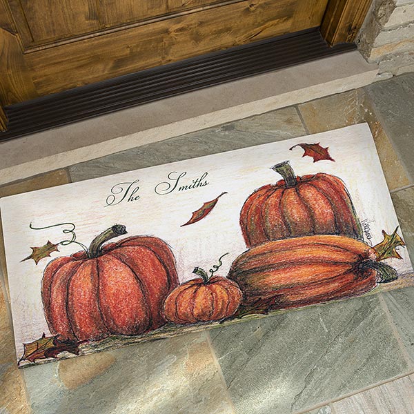 Personalized Oversized Fall Door Mat - Autumn Pumpkin