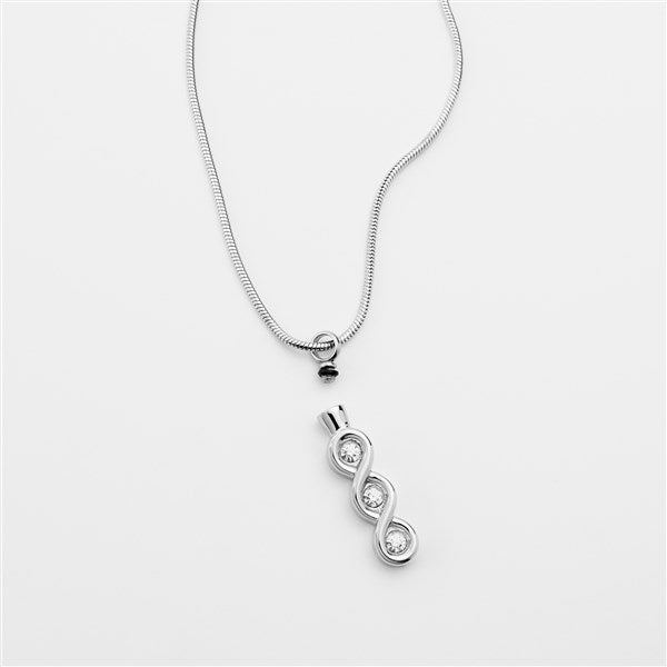 Engraved Jeweled Infinity Pet Memorial Urn Necklace