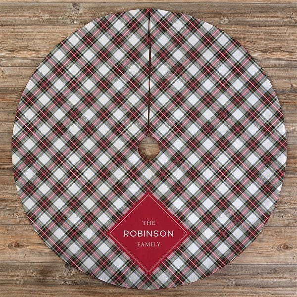 Classic Holiday Plaid Personalized Christmas Tree Skirt