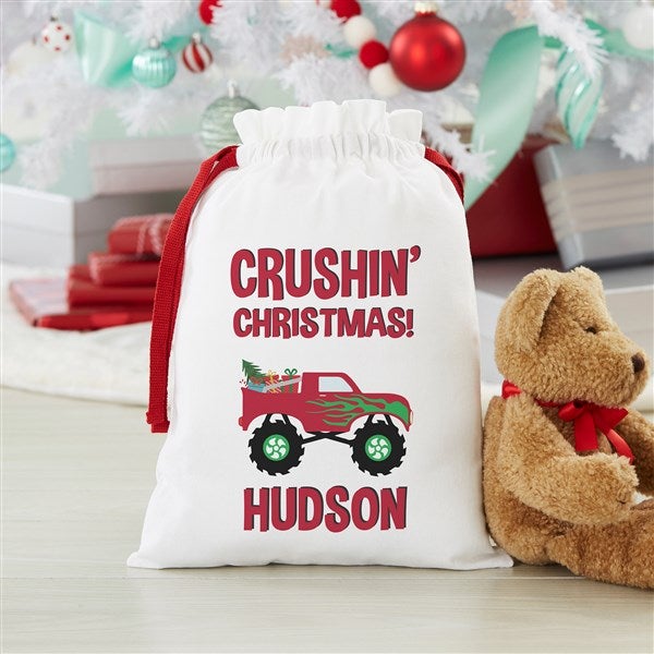 Construction & Monster Trucks Personalized Christmas Santa Sack  - 42754