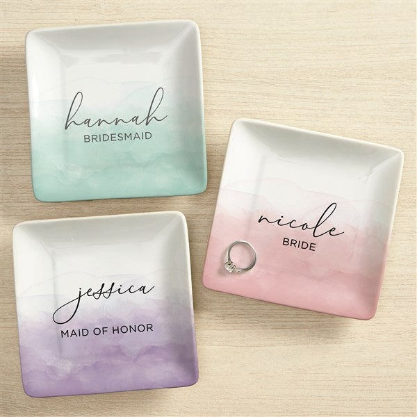 Watercolor Bridesmaid Personalized Makeup Bag