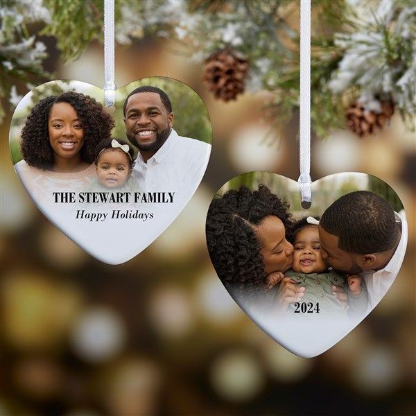 Merry & Bright Personalized Photo Heart Ornaments - 43127