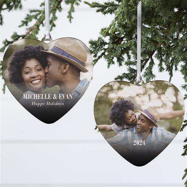 Merry & Bright Personalized Photo Heart Ornaments - 43127