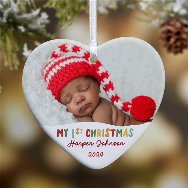 Bundle Of Joy Personalized First Christmas Heart Photo Ornament  - 43137