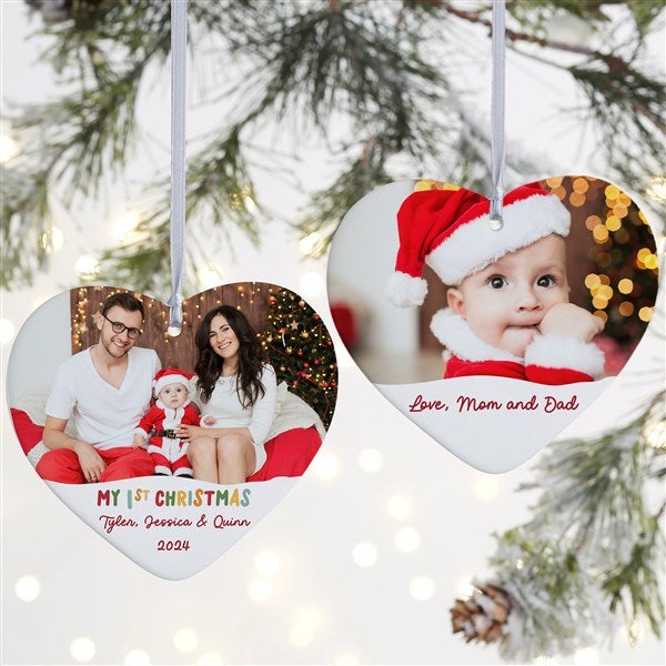 Bundle Of Joy Personalized First Christmas Heart Photo Ornament  - 43137