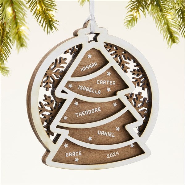 Family Tree Personalized Two Piece Wood Ornament  - 43149