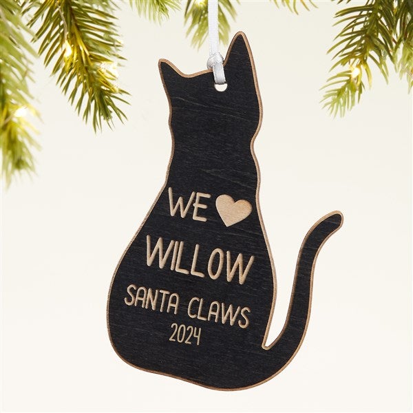 Personalized Cat Wood Christmas Ornament - 43151