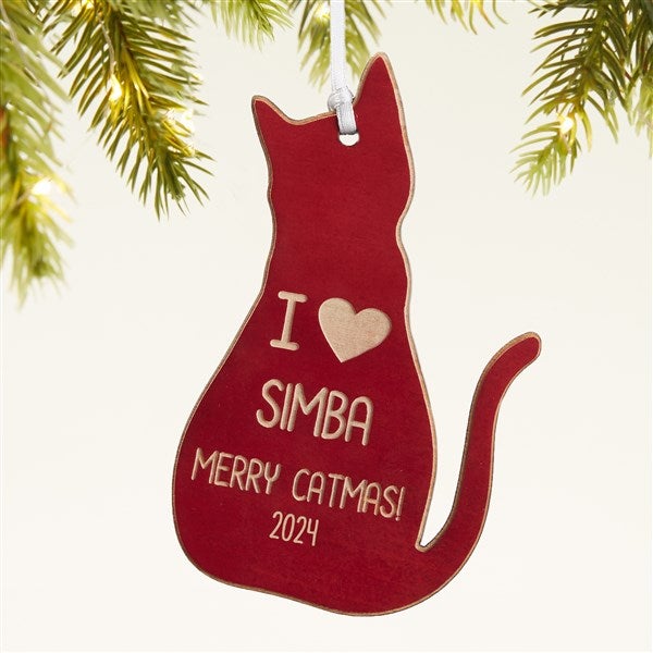 Personalized Cat Wood Christmas Ornament - 43151