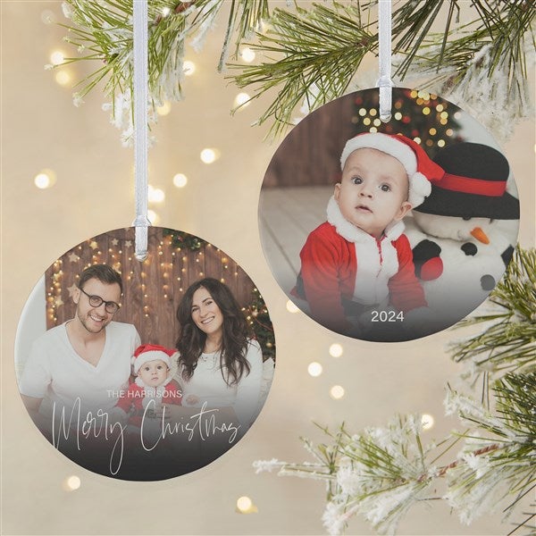 Script Family Photo Personalized Ornament  - 43214