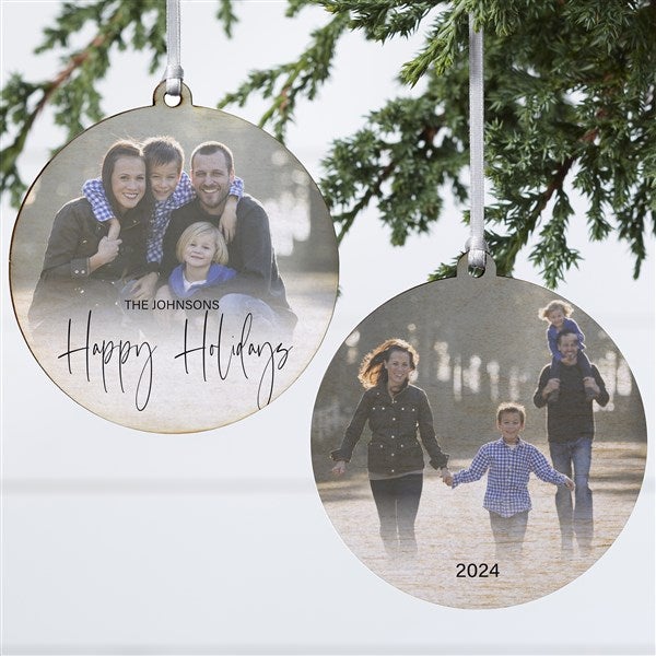 Script Family Photo Personalized Ornament  - 43214