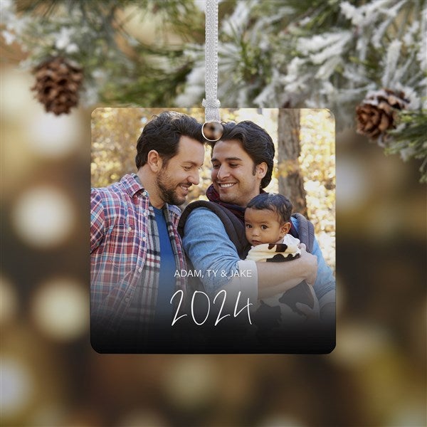 Script Family Photo Personalized Ornament  - 43214