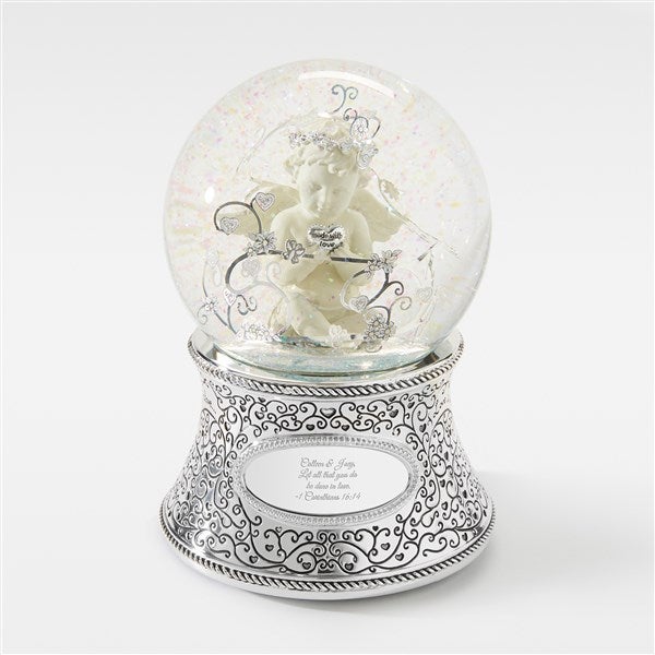 Engraved Religious Made with Love Cherub Snow Globe  - 43412