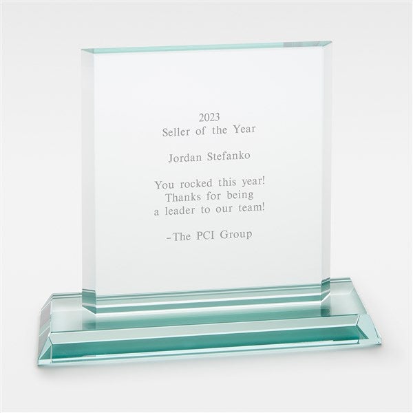 Engraved Jade Glass Recognition Award- Large