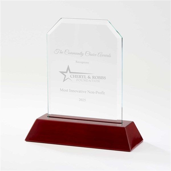 Personalized Logo Mahogany Finish Angled Award  - 43794