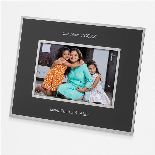 Mom Engraved Flat Iron Black Picture Frame Horizontal 4x6