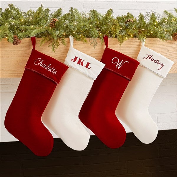 Classic Christmas Personalized Christmas Stockings - Ivory