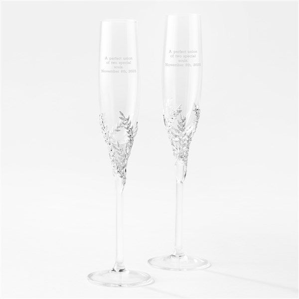 Engraved Athena Jeweled Wedding Flute Set - 43995