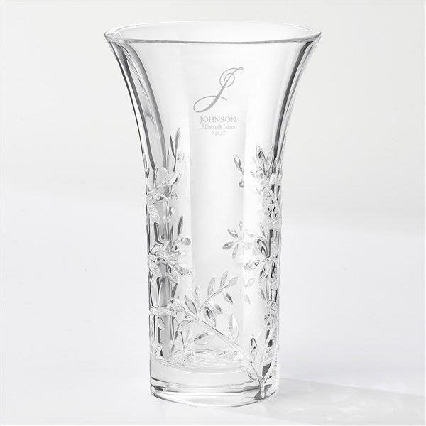 Vera Wang Personalized Wedding Monogram Crystal Leaf Vase - 44061