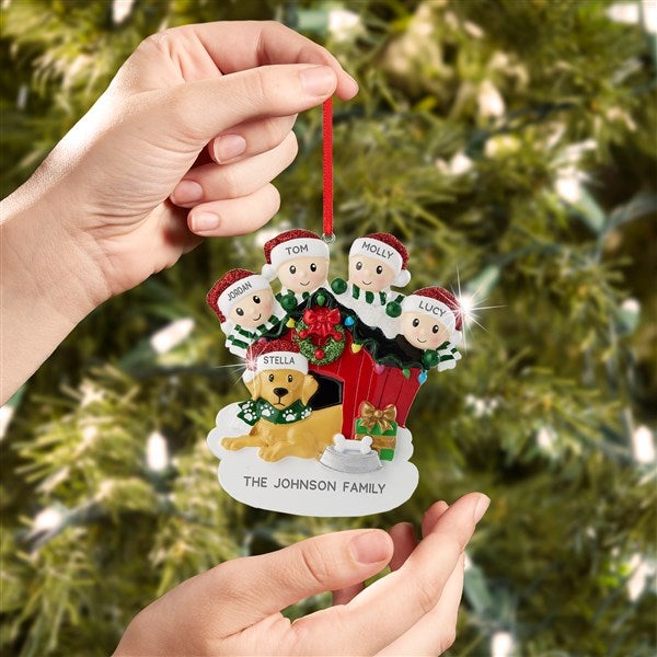 Doghouse Family Personalized Christmas Ornament - 4 Names