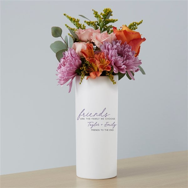 Friends Are The Family We Choose Personalized White Flower Vase - 44208