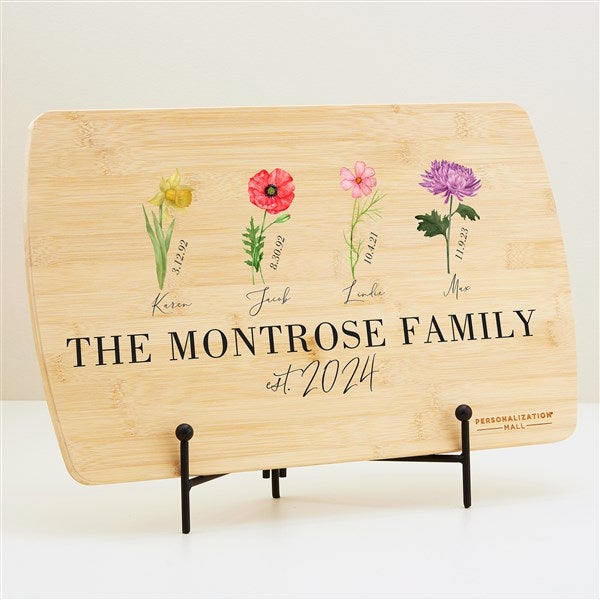 Birth Month Flower Personalized Wood Cutting Board - 44638