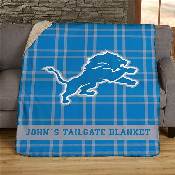 NFL Plaid Pattern Detroit Lions Personalized Blankets - 44695