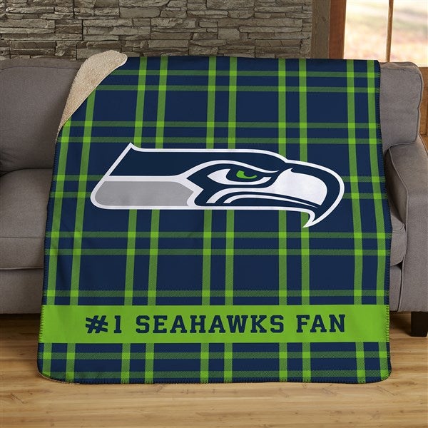 NFL Plaid Pattern Seattle Seahawks Personalized 60x80 Sherpa Blanket