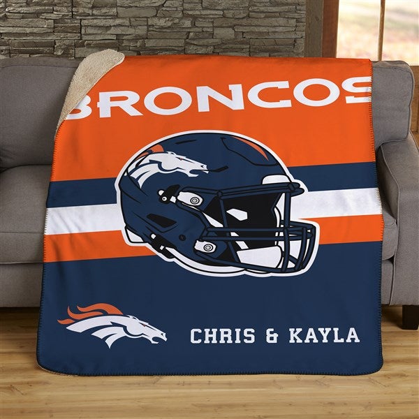 NFL Denver Broncos Helmet Personalized 60x80 Sherpa Blanket