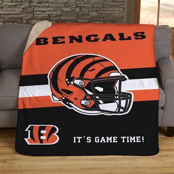 NFL Cincinnati Bengals Helmet Personalized 60x80 Sherpa Blanket