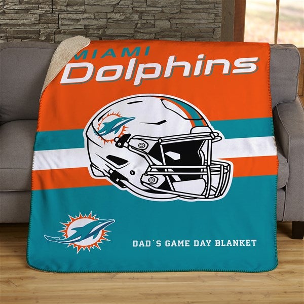 NFL Miami Dolphins Helmet Personalized 50x60 Sherpa Blanket