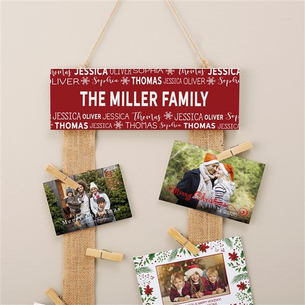 Snowflake Family Personalized Ribbon Christmas Card Holder  - 44928