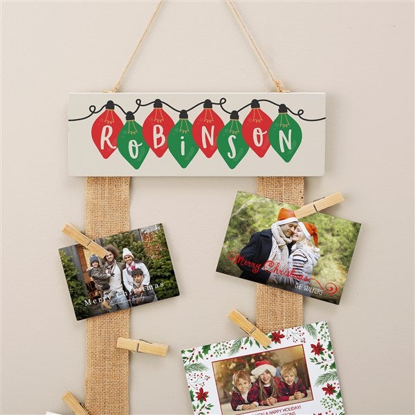 Holiday Lights Personalized Ribbon Christmas Card Holder  - 44929