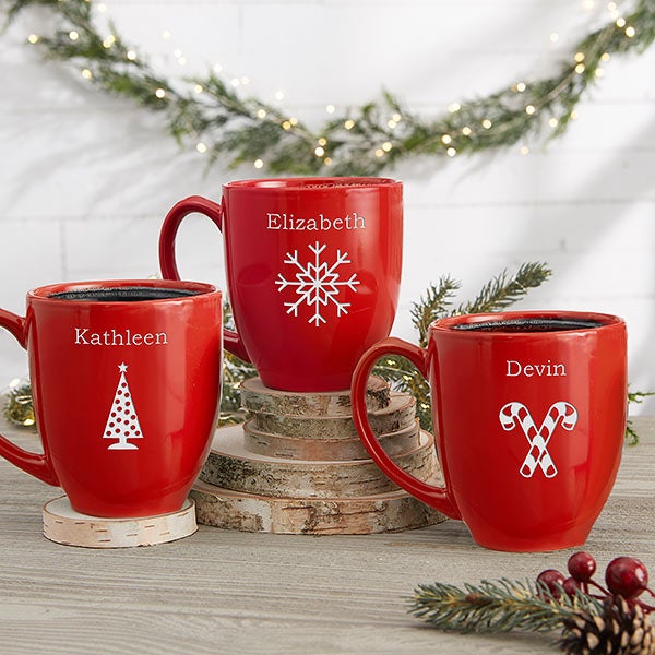 Red Personalized Holiday Mugs with Hot Cocoa - 4499