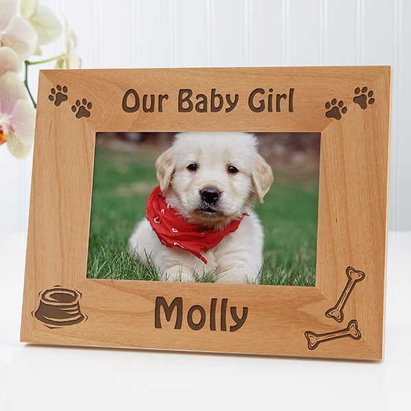 Personalized Wood Picture Frame - Puppy Design - 4515