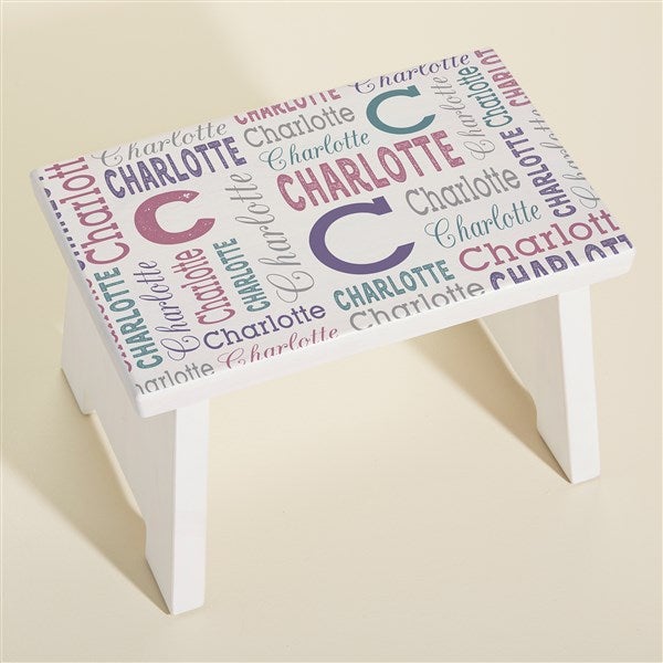 Trendy Repeating Name Personalized Kids Step Stool - 45250