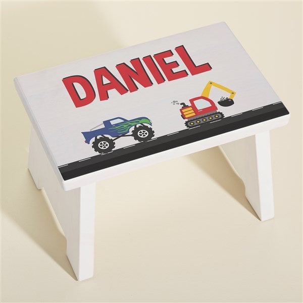 Construction & Monster Trucks Personalized Kids Step Stool - 45266