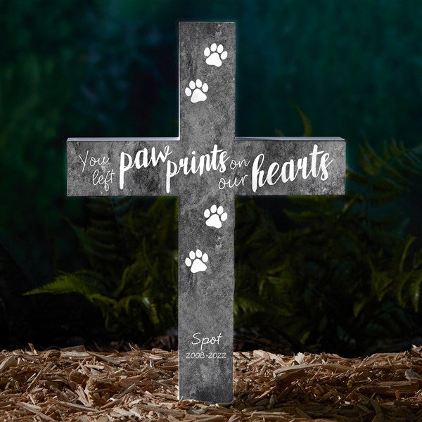 Paw Prints On My Heart Personalized Solar Outdoor Garden Stake - 45347