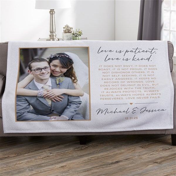 Love is Patient Personalized Photo Blanket  - 45392