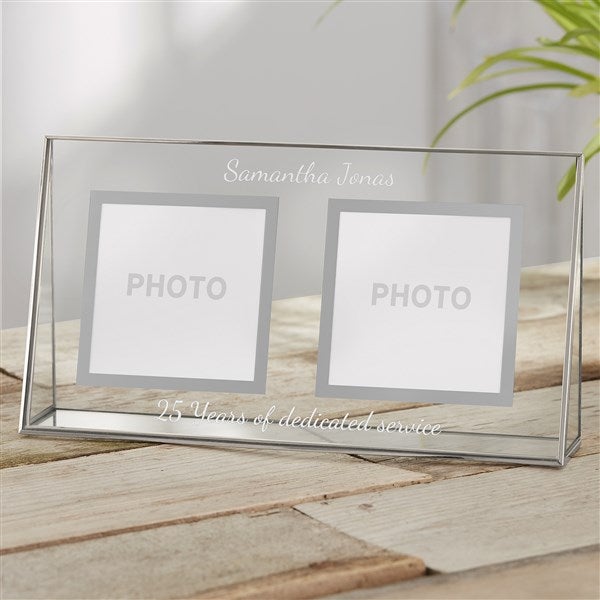 Personalized Logo Double Photo Glass Frame  - 45550