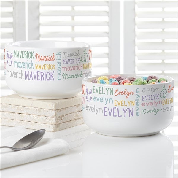 Easter Repeating Name Personalized Kids Cereal Bowl  - 45663