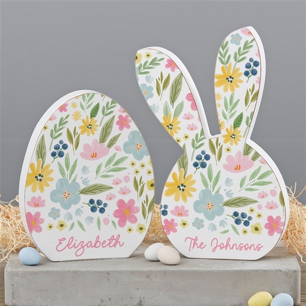 Floral Personalized Wooden Easter Shelf Decorations