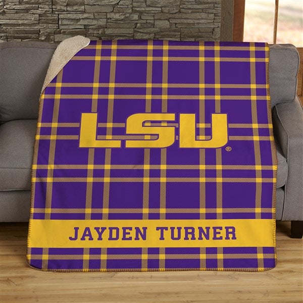 NCAA Plaid Louisiana State University Personalized Blankets - 45817