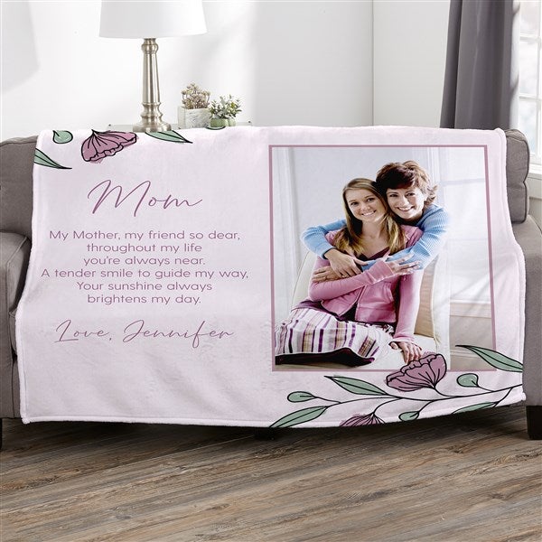 Floral Message for Mom Personalized Fleece Blanket 50x60