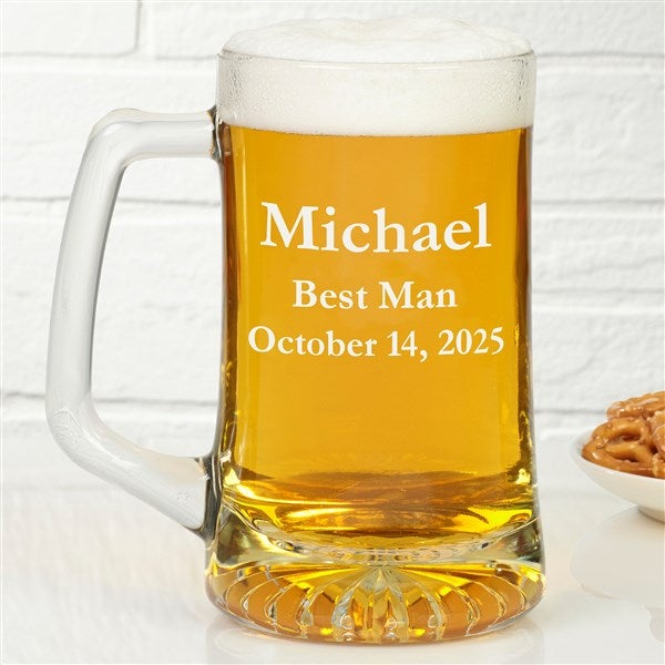 Personalized Glass Beer Mug In Wedding Party Designs - 4612