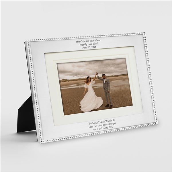 Engraved Wedding Silver Beaded Double Picture Frame - 46191