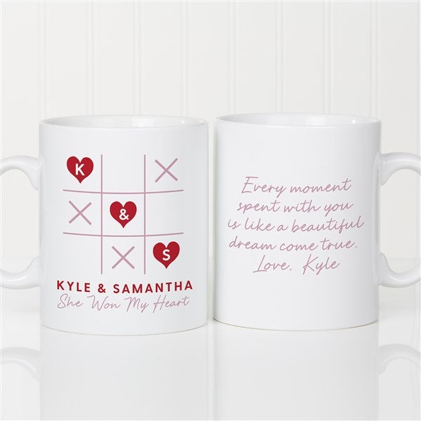 Tic Tac Toe Love Personalized Heart Coffee Mug Oversized 30 Oz