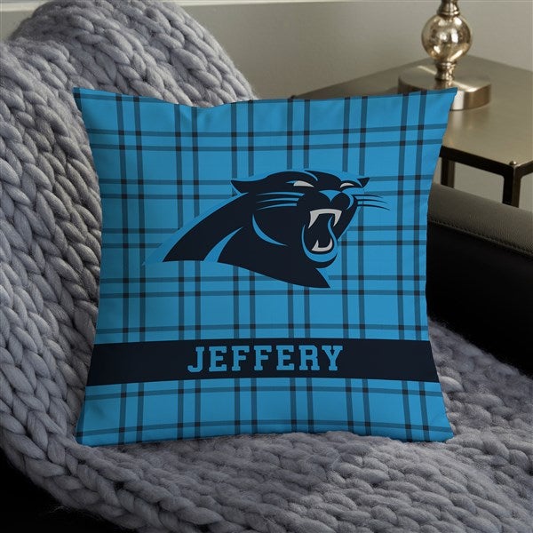 NFL Carolina Panthers Plaid Personalized Throw Pillow - 46441