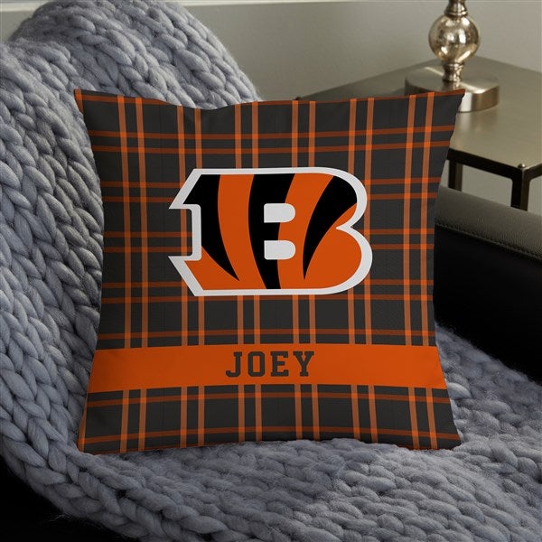 NFL Cincinnati Bengals Plaid Personalized Throw Pillow - 46442